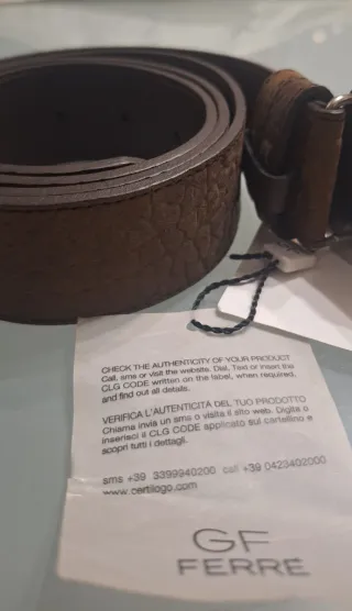 Cintura GF Ferre Pelle Martellata Marrone Nuova