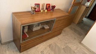 Consola de salón madera y cristal