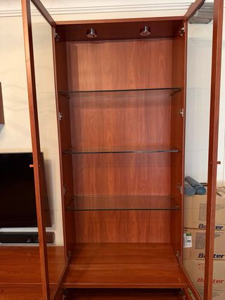 Mueble de salón completo madera y cristal (Sin TV)