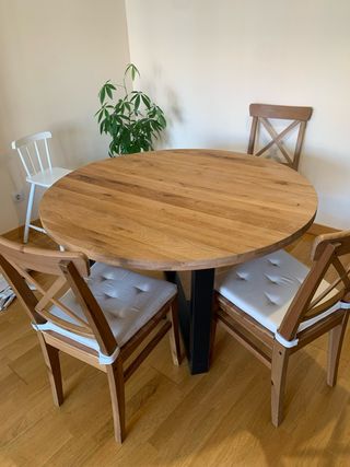 Mesa comedor roble y metal