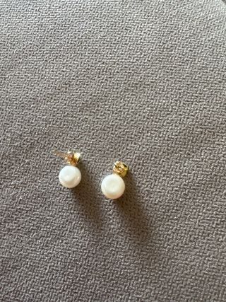 Pendientes de perla y oro con circonitas