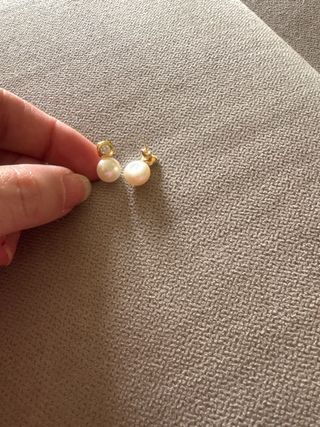 Pendientes de perla y oro con circonitas