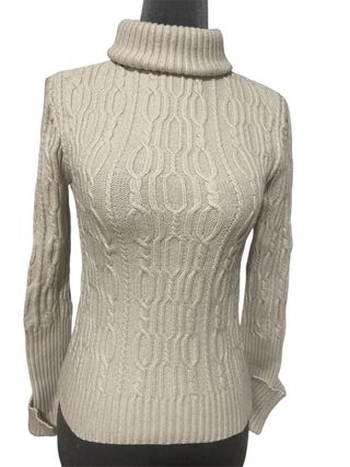 Jersey Zara Beige Cuello Alto Trenzado