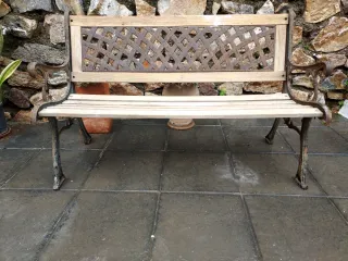 Banco d forja y láminas d madera, 1"27 x 50 d fond