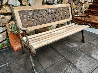 Banco d forja y láminas d madera, 1"27 x 50 d fond