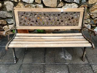 Banco d forja y láminas d madera, 1"27 x 50 d fond