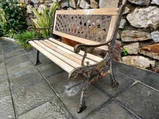 Banco d forja y láminas d madera, 1"27 x 50 d fond