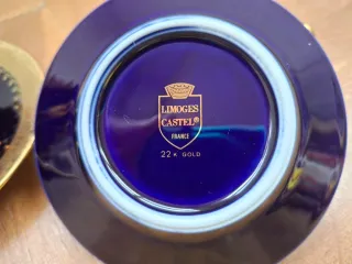 Juego 2 Tazas Café Porcelana Azul y Oro