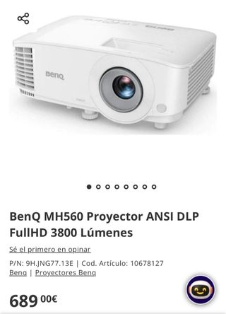 Proyector BenQ MH560 ANSI DLP FulIHD 3800 Lúmenes
