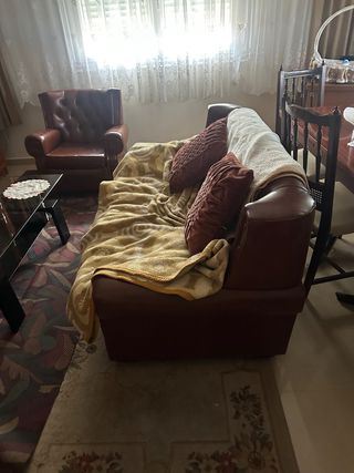 Sofás y mesa antiguos de piel