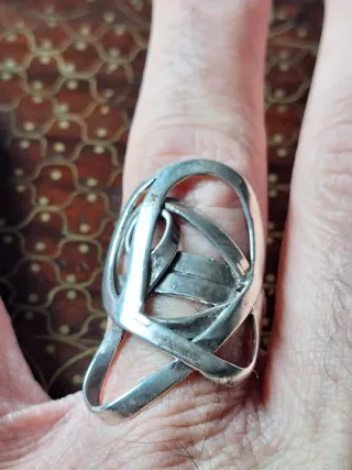 Antiguo Anillo de Plata 925 Diseño Entrelazado.