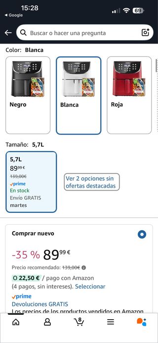 Cosori Freidora de Aire 5.7L