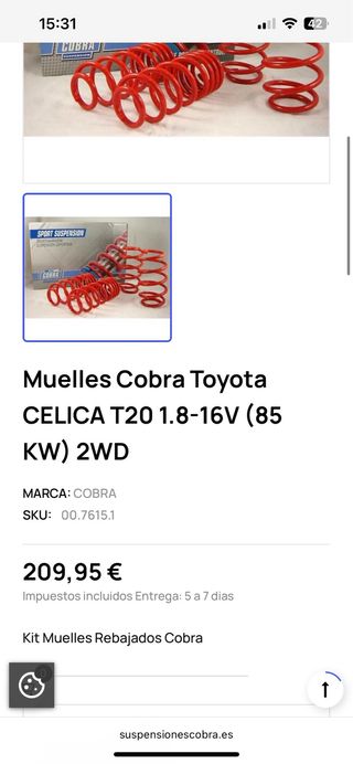 Muelles Cobra Toyota Celica 6Gen