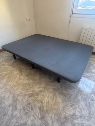 Cama somier matrimonio tela gris
