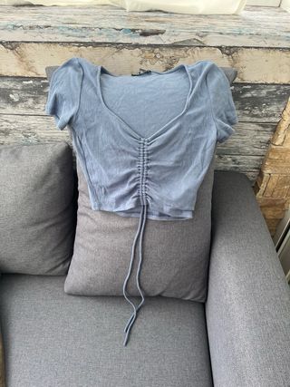 Top fruncido Zara azul