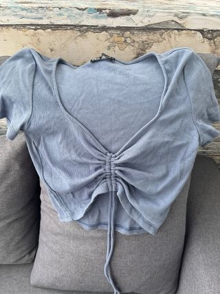 Top fruncido Zara azul