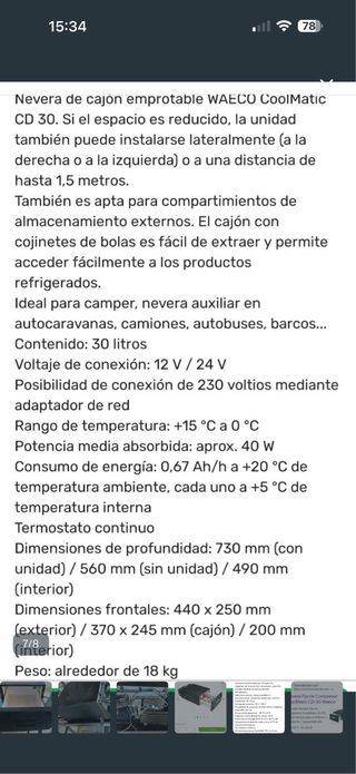 Nevera camión/camper marca Waeco + Conversor 12v