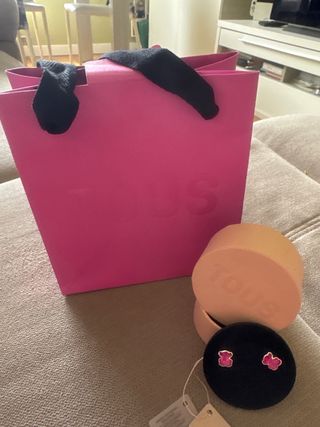 Pendientes Tous Oso Rosa y Plata