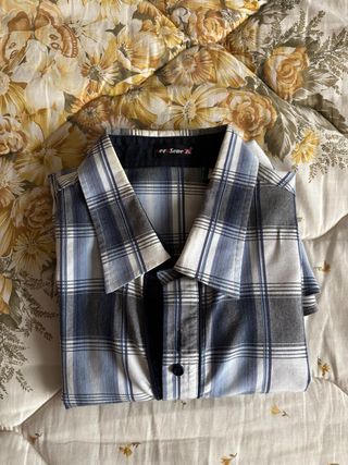 Camicia Sene K a quadri blu e bianchi grigi