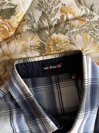 Camicia Sene K a quadri blu e bianchi grigi