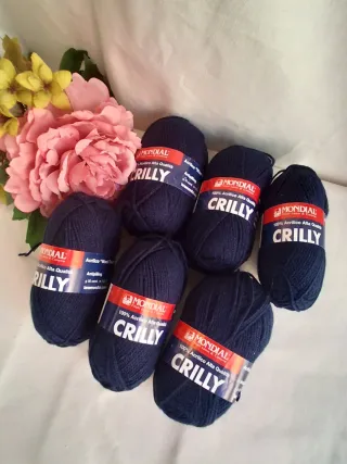 6 Gomitoli Mondial Crilly Blu 100% Acrilico