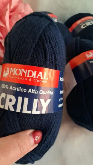 6 Gomitoli Mondial Crilly Blu 100% Acrilico