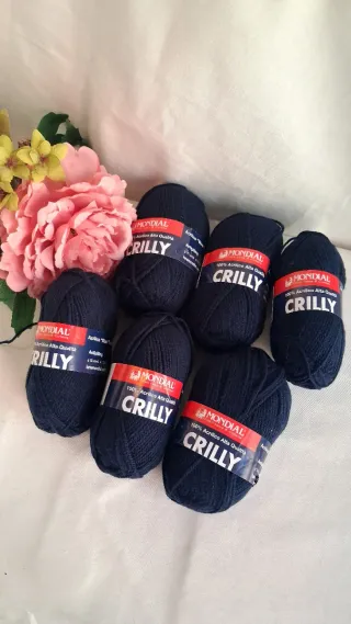 6 Gomitoli Mondial Crilly Blu 100% Acrilico