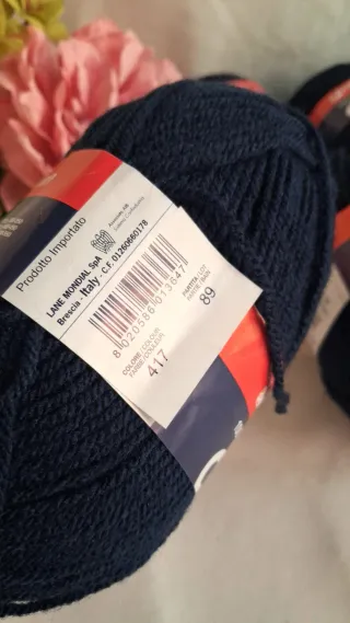 6 Gomitoli Mondial Crilly Blu 100% Acrilico