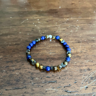 Bracciale uomo occhio di tigre e lapislazzuli 6mm