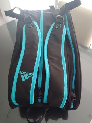 Paletero y bolsa de pádel Adidas negra y turquesa
