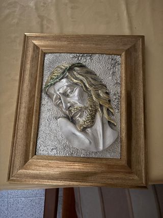 Cuadro Jesús Metal Dorado y Plateado