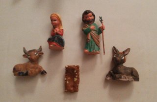 Figuras Belén vintage Cabezones, nacimiento