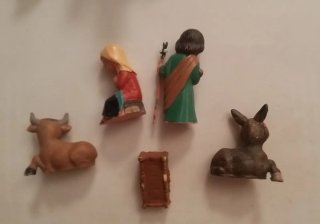Figuras Belén vintage Cabezones, nacimiento