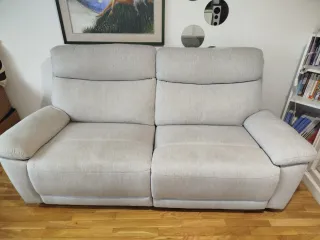 Sofá eléctrico 2 plazas tela beige/gris
