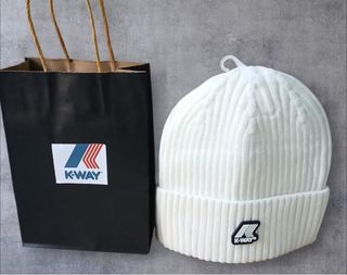 Berretto K-Way lana bianco a coste nuovo