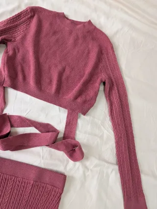 Conjunto teja top y falda tejido