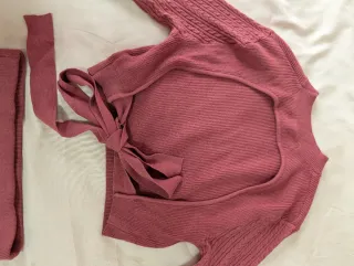 Conjunto teja top y falda tejido