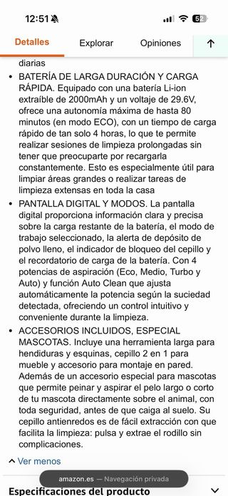 Aspirador Escoba UFESA Inspire Z7 Digital Animal