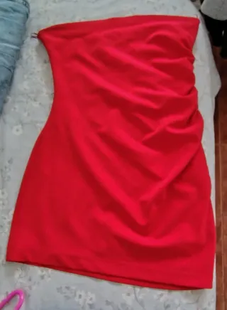 Vestido fruncido mujer rojo