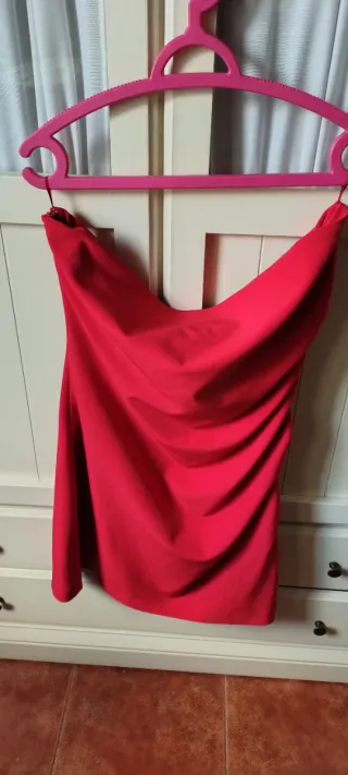 Vestido fruncido mujer rojo
