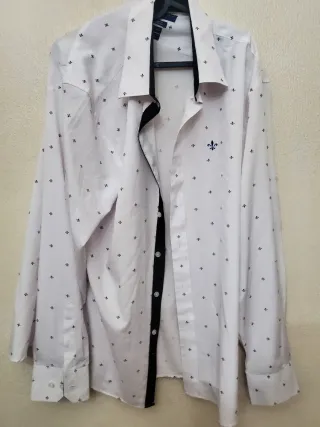 Camisa seda hombre XXL azul y blanco