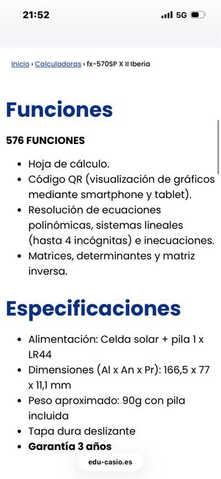 Calculadora Científica Casio fx-570SPXII Iberia