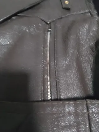 Chaquetón de cuero motorista marrón oscuro