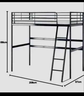 Litera blanca con escritorio y estante grande Ikea