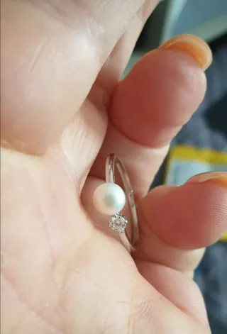 Anillo Perla y Moissanita Plata