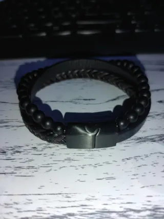 Bracciale uomo in vera pelle nero marrone