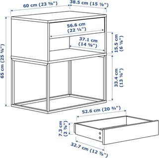 Mesita de noche IKEA VIKHAMMER negra