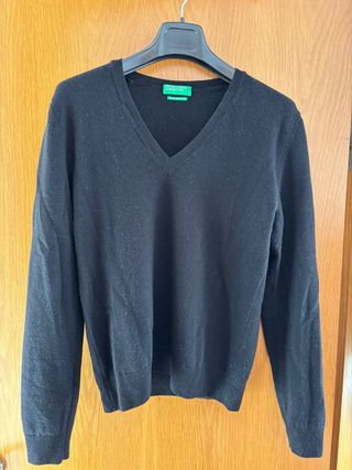 Jersey Benetton Negro de lana merino