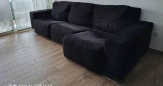 Sofá Chaiselongue Negro 3m 5 Plazas