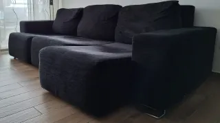 Sofá Chaiselongue Negro 3m 5 Plazas